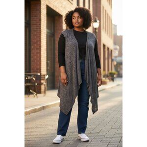 Torrid Drape Front Cardigan Sweater Black grey Plus Size 3X